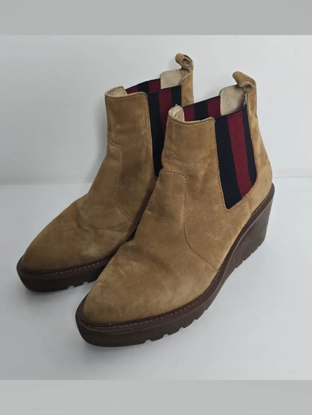Cecelia New York Gemma Womens 8.5 Slip‎ On Wedge Boots Nutella Suede Bootie